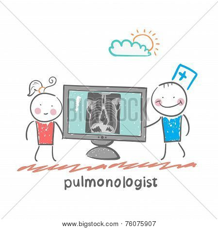 pulmonologist, chest X-ray shows a patient