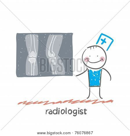 Radiologist with X-ray images