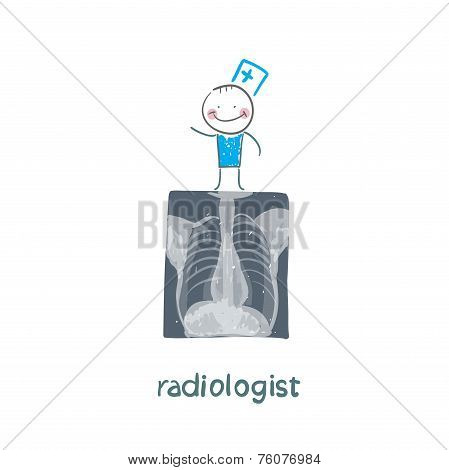 Radiologist with X-ray images