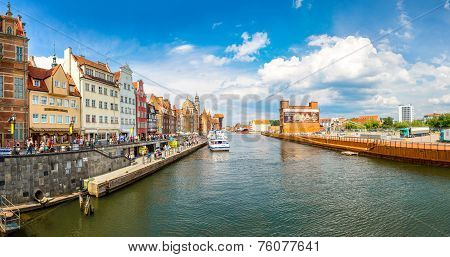 Cityscape On The Vistula River In Gdansk, Poland.