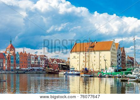 Cityscape On The Vistula River In Gdansk, Poland.