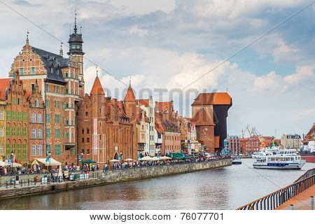 Cityscape On The Vistula River In Gdansk, Poland.