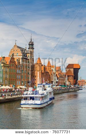 Cityscape On The Vistula River In Gdansk, Poland.