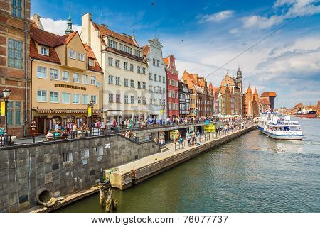 Cityscape On The Vistula River In Gdansk, Poland.