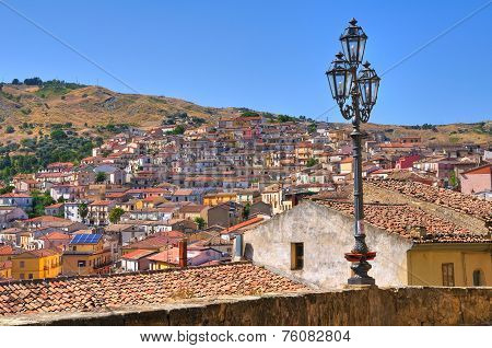 Panoramic view of Oriolo. Calabria. Southern Italy.