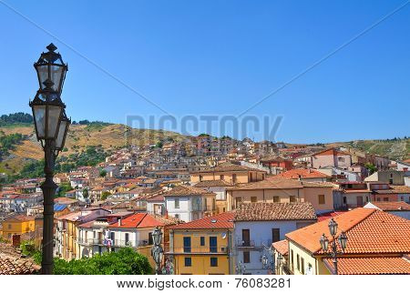 Panoramic view of Oriolo. Calabria. Southern Italy.