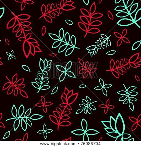 Contrast red and blue seamless floral pattern