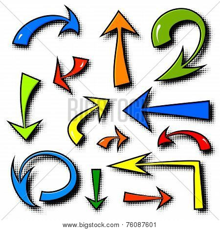 Vector set of hand drawn comics arrows