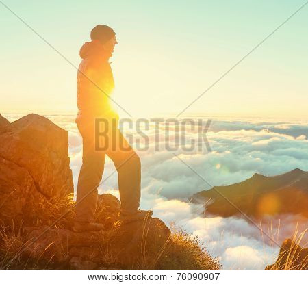 Pico Ruivo and Pico do Areeiro mountain peaks in  Madeira, Portugal