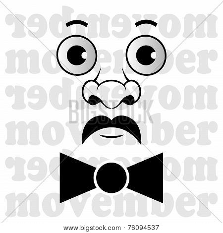 Movember - The Man With Mustache And Bow Tie