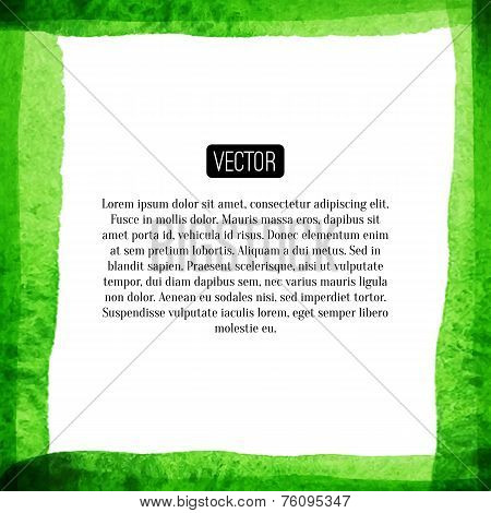 Abstract vector watercolor border. Watercolor brush strokes on w