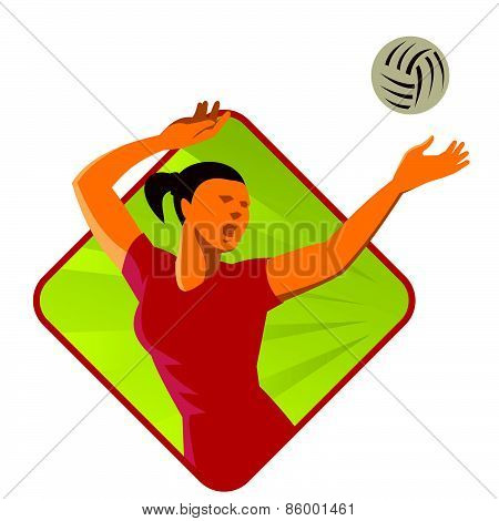 Volleyball Player Spike Ball Retro