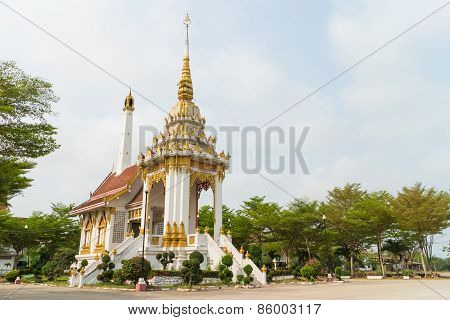 Crematory with sky background