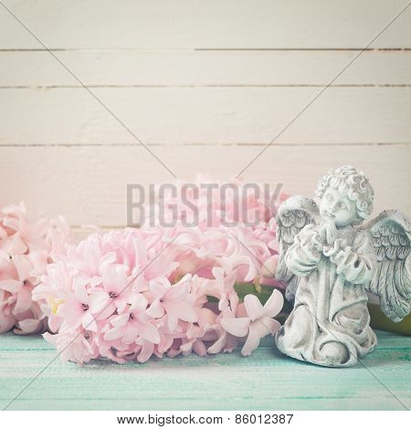 Postcard With Fresh Flowers Hyacynths