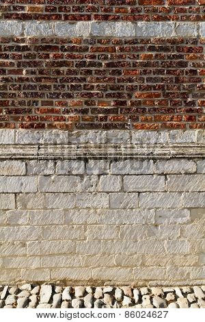 A textured brick wall