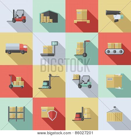 Warehouse Flat Icons Set
