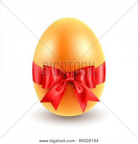 Golden Easter egg with bow. Vector eps 10.