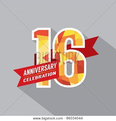 16Th Years Anniversary Celebration Design.