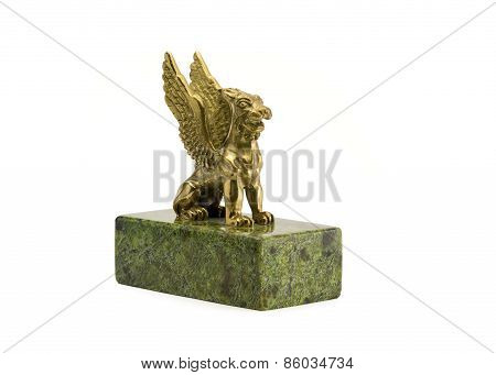 Gryphon Brass Statuette Isolated