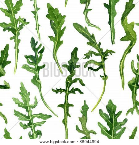 seamless pattern with leaves of arugula