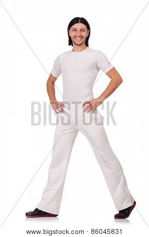 A man in white sportswear isolated on white