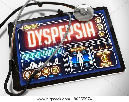Dyspepsia on the Display of Medical Tablet.