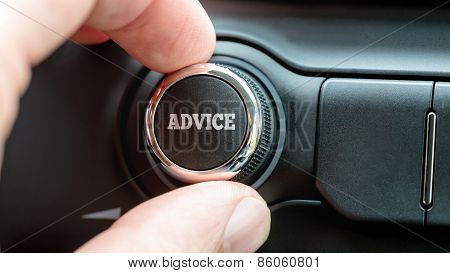Man Turning On An Advice Button