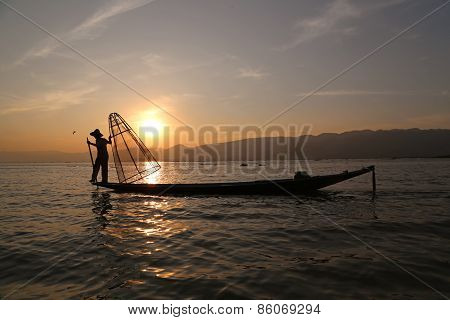 Traditional Fisherman at Inle Lake