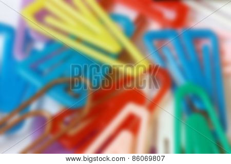 Colorful Paper Clips Closeup, defocused