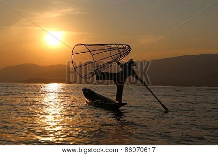 Traditional Fisherman at Inle Lake