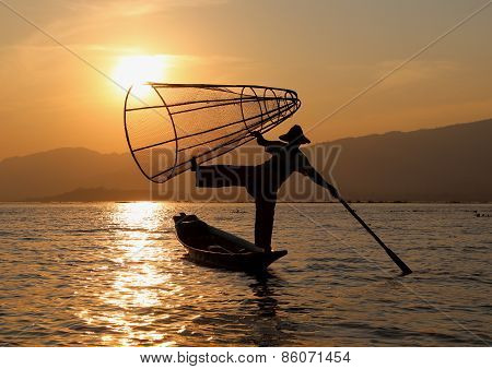 Traditional Fisherman at Inle Lake