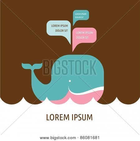 vector whale illustration with speech bubbles