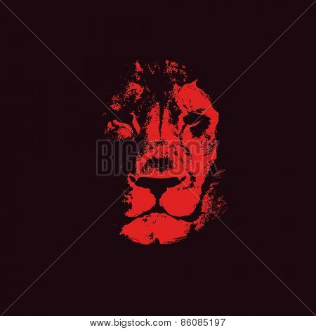 Lion head. Hand drawn. Vector background.