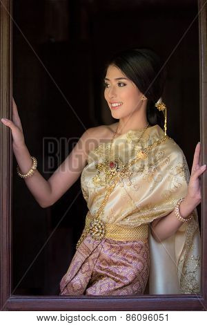Thai Woman In Traditional Costume Of Thailand