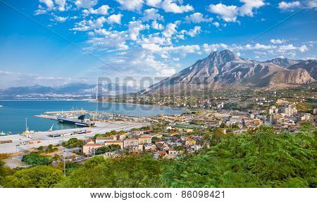 Beautiful panoramic view on harbor of Termini Imerese, Sicily, Italy.