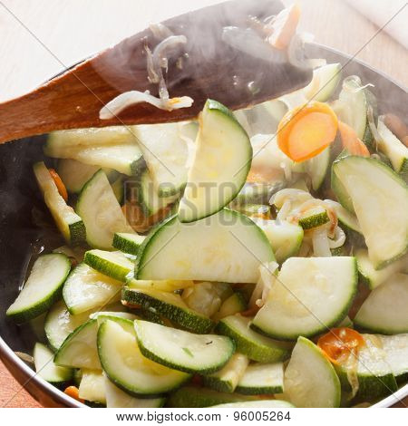 Braised Zucchini Cooking