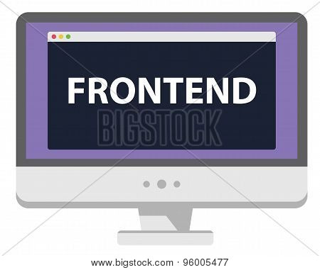 Web development illustration computer display says Frontend