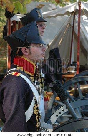USA artilleri soldat i krigen i 1812 Reenactment