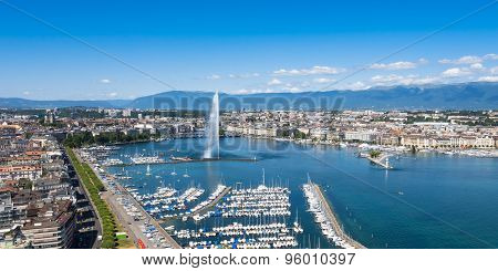 Aerial View Of Leman Lake -  Geneva City In Switzerland