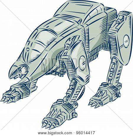Mecha Bot High Angle Etching