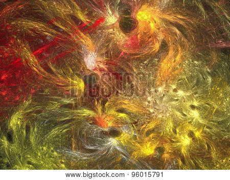 Abstract Yellow Swirl  Fractal Background On The Black