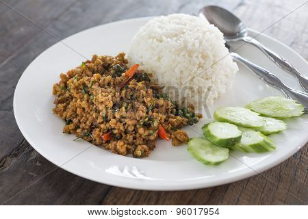 Rice Topped With Stir Fried Pork With Yellow Curry Paste