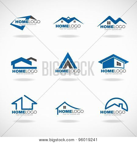 Blue and gray Home logo set vector design