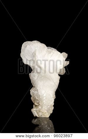 White Barite Mineral, Black Background