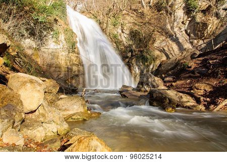 Jur-jur Waterfall In Crimea. Ukraine