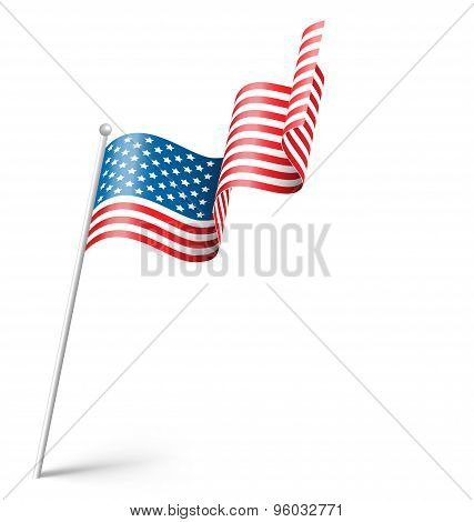 Wavy Usa National Flag Isolated On White