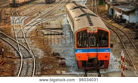 Old Diesel Locomotives and Trains in Bangkok Thailand