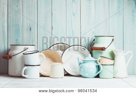 Enamelware still life