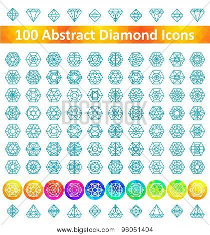 Set 100 Abstract Diamond Icons