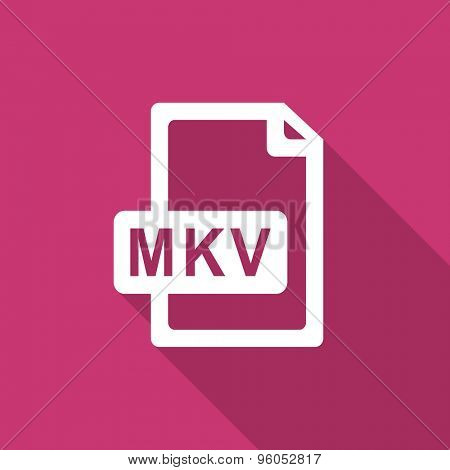 mkv file flat design modern icon with long shadow for web and mobile app 